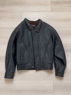 I.O.U. Leather Collection 1991 Jacket Men’s XL Black Vintage Leather Bomber